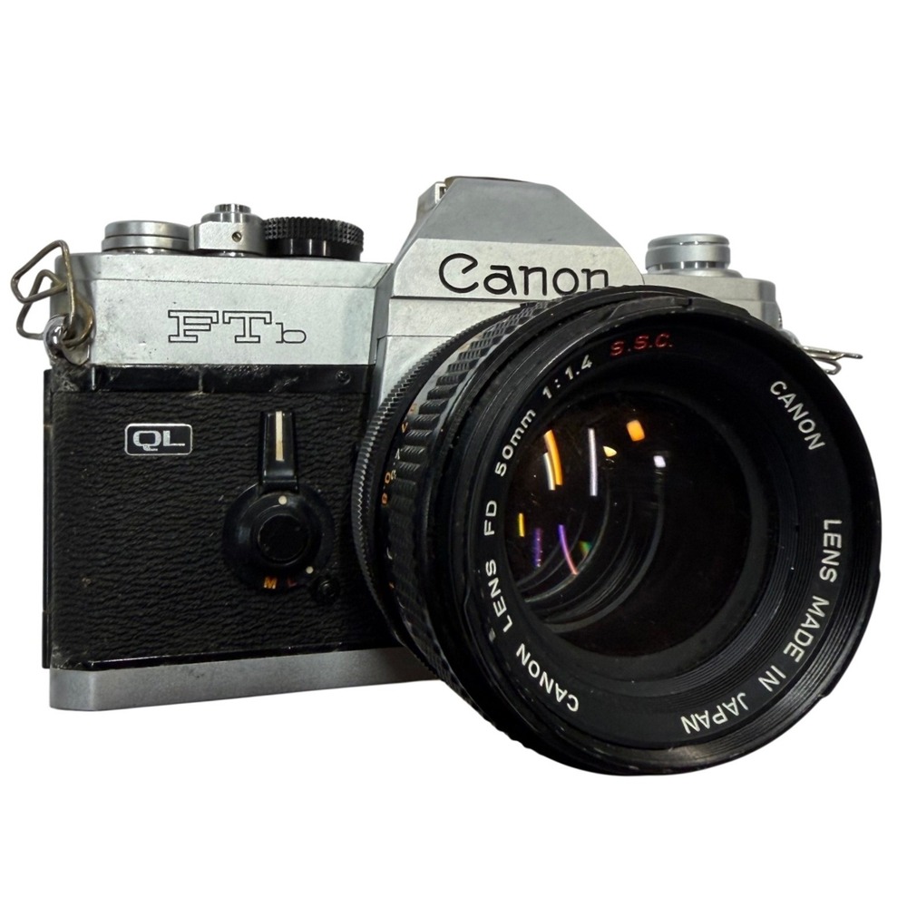 Canon FTb QL 35mm SLR Film Camera Silver with FD 50mm f/1.4 S.S.C. Lens 551741